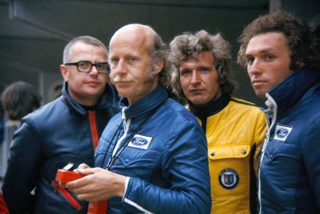 Austria-Trophae, 4h Salzburgring, 1974: Bilstein's Hugo Emde, Ford's Michael 'Mike' Kranefuss, Alpina's Dr. Fritz Indra and race driver Jochen Mass